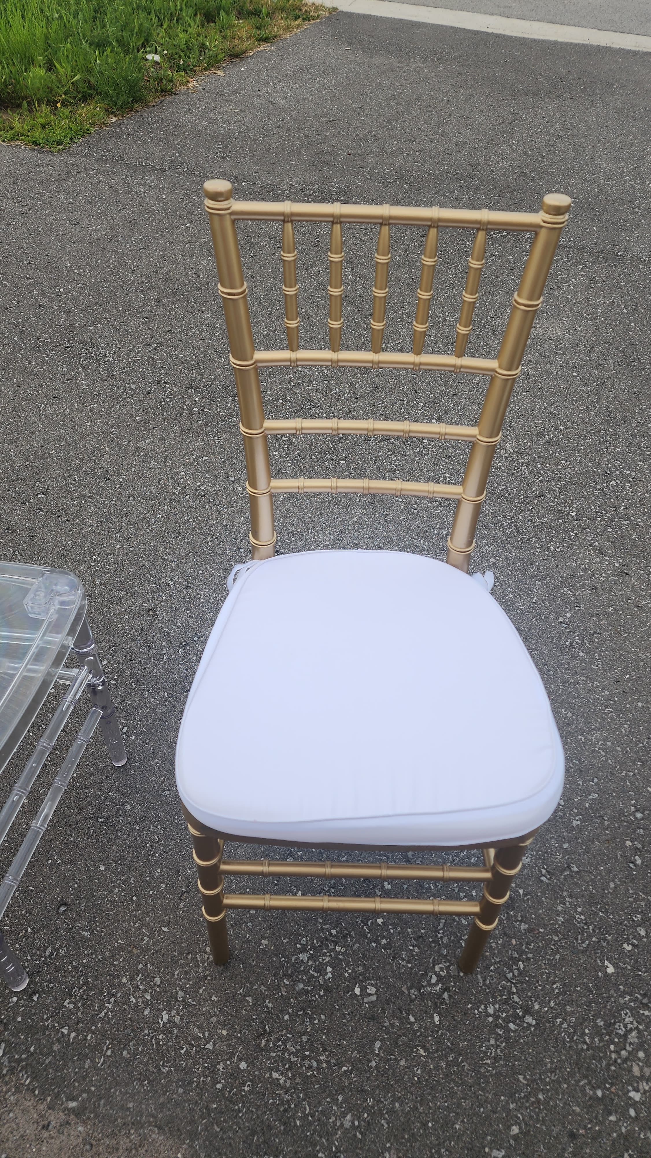 Chair - Gold Chiavari with White Cushion — rental product photo